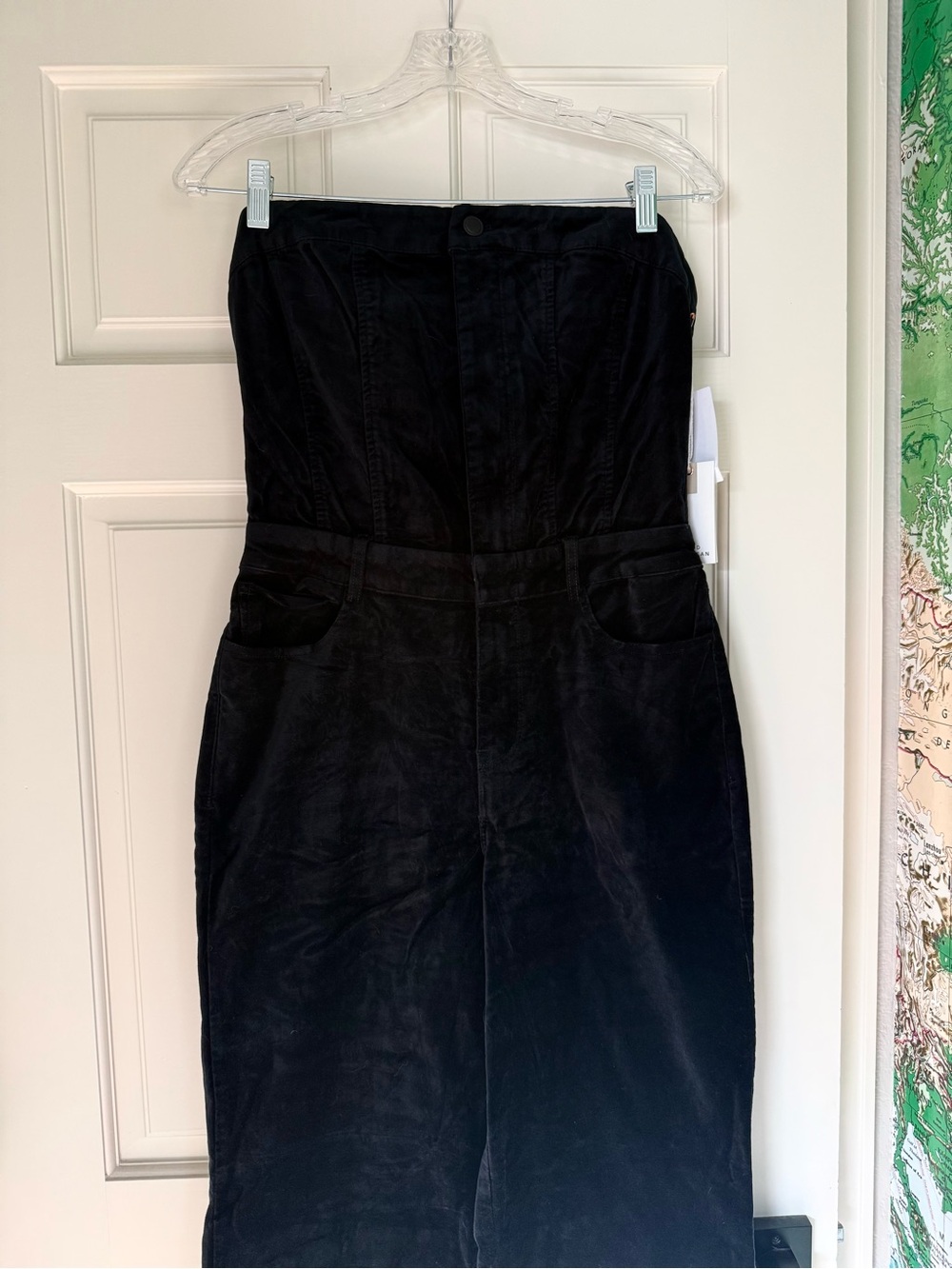 Good American- Strapless Velvet Black Women's Jumpsuit